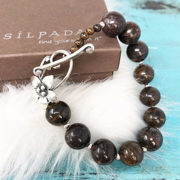 Silpada Retired Bronzite Sterling Bracelet B1365 - Picture 1 of 5
